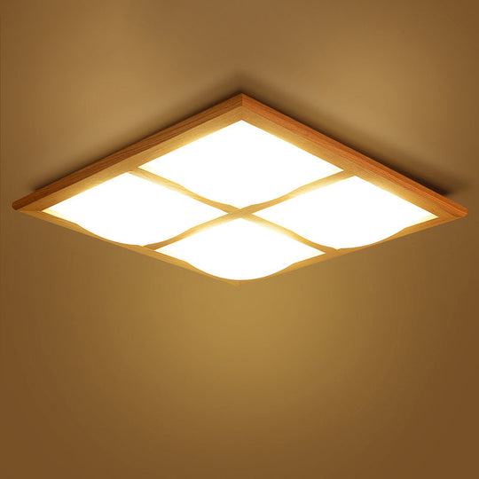 Japanese Style Ultra-Thin Led Flush Mount Light Fixture For Wood Bedroom