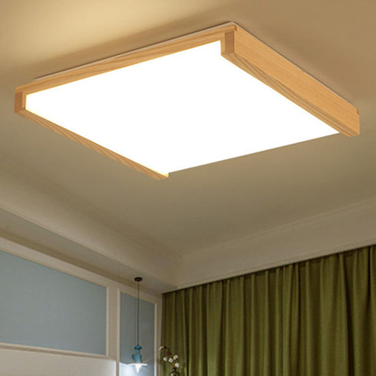 Simplicity Wood Led Flush Mount Ceiling Light For Bedroom