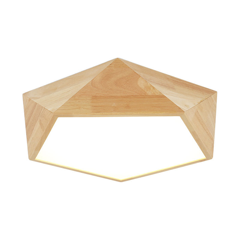Japanese Wood Led Flush Mount Ceiling Light For Kids Bedroom