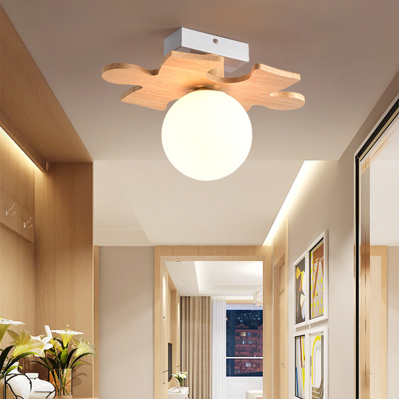 White Glass Led Flush Mount Lighting With Nordic Design Shaded Entryway Ceiling Light Fixture