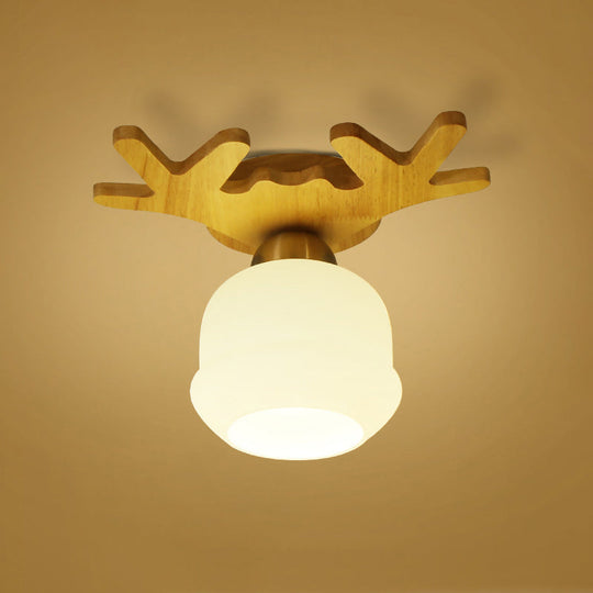 White Glass Led Flush Mount Lighting With Nordic Design – Shaded Entryway Ceiling Light Fixture / E