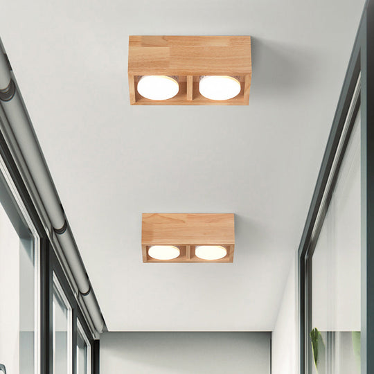 Contemporary Wood Flush Mount Ceiling Light With Led For Corridors 2 / Warm