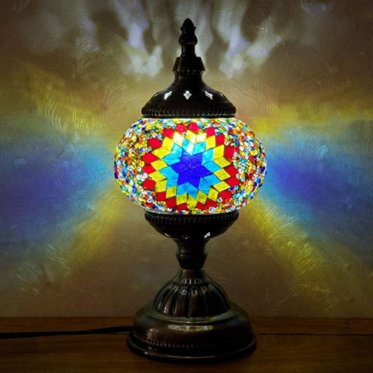 Handcrafted Turkish Stained Glass Nightstand Lamp - Elegant Single-Bulb Table Light For Restaurants