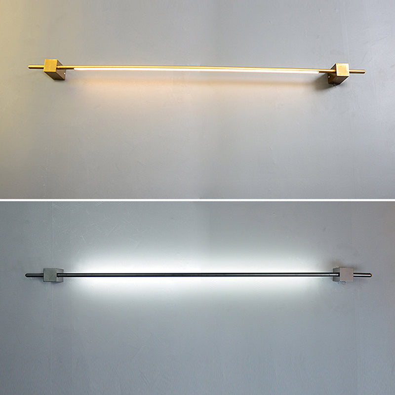 Sleek Pole Shaped Led Wall Light For Living Room - Minimalist Metallic Mounted Lighting