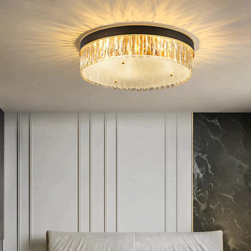 Modern Light Luxury Crystal Round Bedroom Dining Room Ceiling Lamp