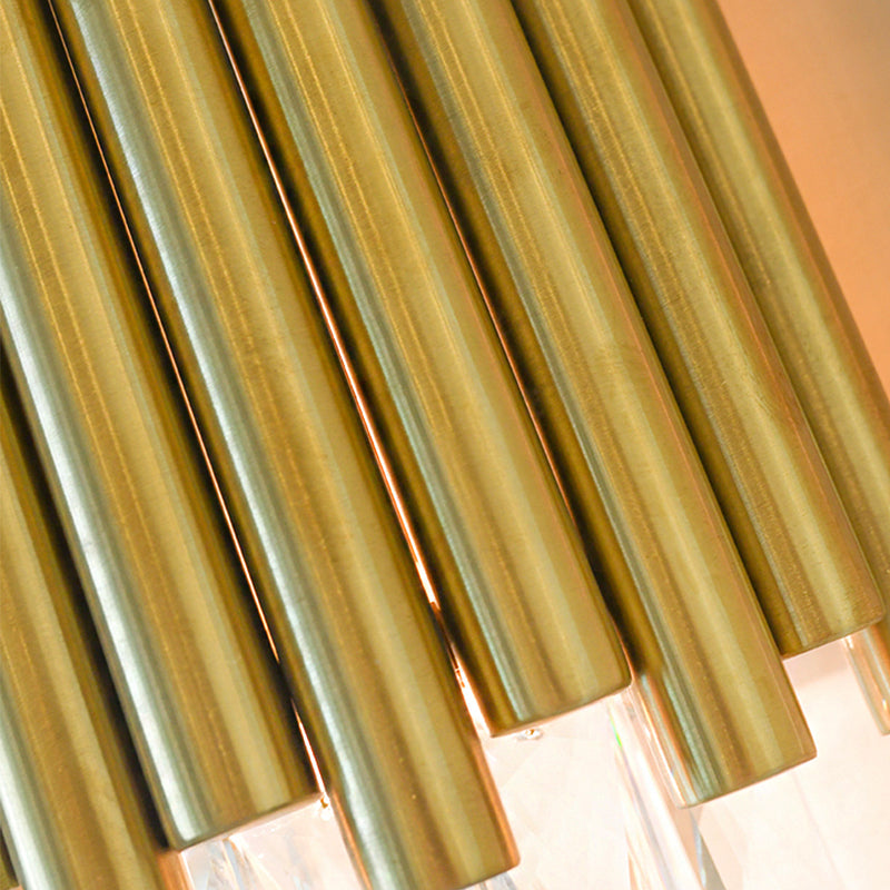 Modernist Clear Faceted Crystal Wall Mount 1 Light Brass For Living Room