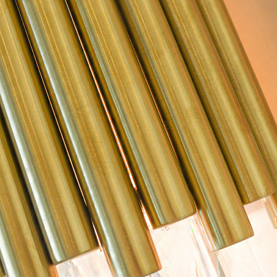 Modernist Clear Faceted Crystal Wall Mount 1 Light Brass For Living Room