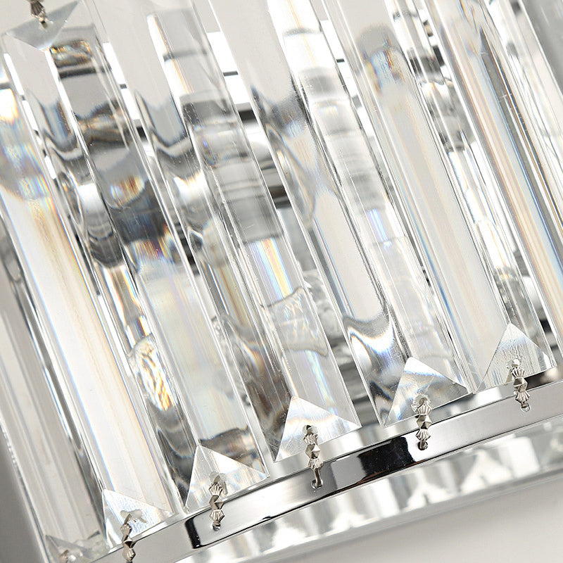 Modern Clear Crystal Wall Mounted Light 2-Bulb Chrome Finish Lamp