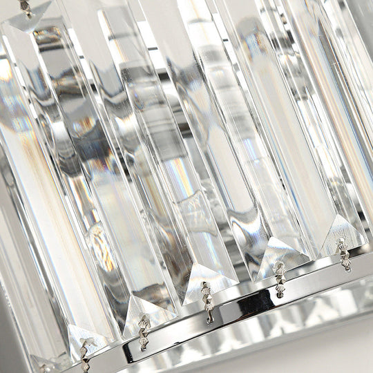 Modern Clear Crystal Wall Mounted Light 2-Bulb Chrome Finish Lamp