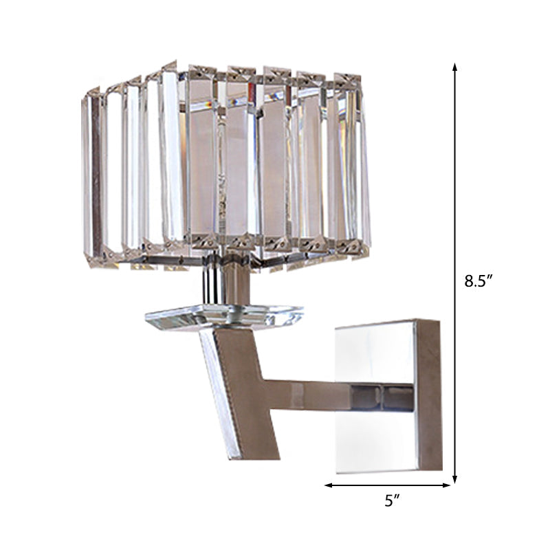 Modern Clear Crystal Wall Light - Stylish 1 Chrome Sconce For Corridor