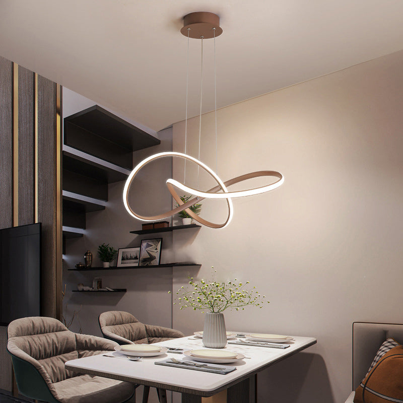 Gold Metallic Led Pendant Light With Seamless Curve Design For Contemporary Restaurants / 21 Warm