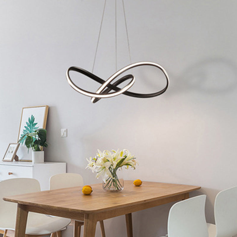 Modern Led Aluminum Pendant Light Fixture For Living Room With Twisting Design Black / 19.5’ White