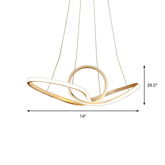 Twist Led Nordic Style Gold Chandelier For Living Room - Acrylic Suspension Light