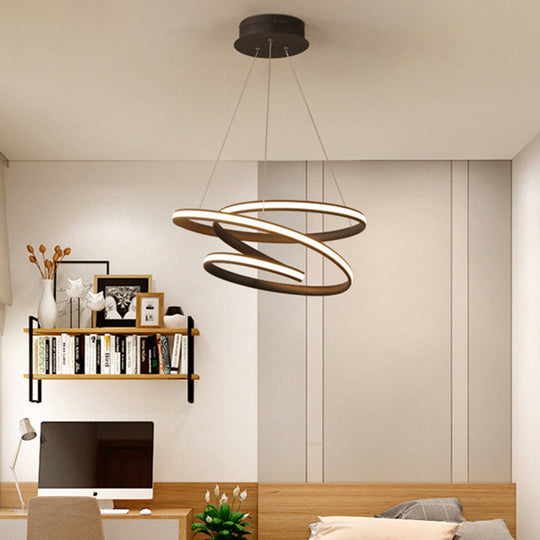 Restaurant Led Suspension Light - Nordic Style Chandelier In Metallic Coffee