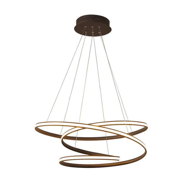 Chic Nordic Style Coffee Metallic Led Suspension Chandelier Light For Restaurants