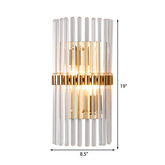 Modern Clear Crystal Wall Sconce - Stylish 2 Light Gold Finish For Living Room