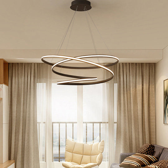 Restaurant Led Suspension Light - Nordic Style Chandelier In Metallic Coffee