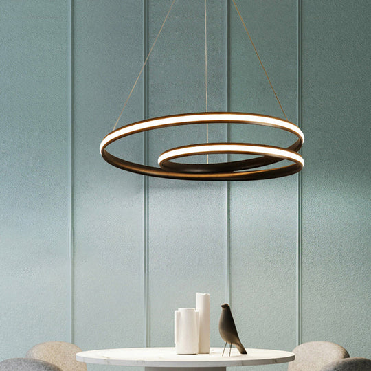 Minimalist Led Pendant Light: Metallic Seamless Curve Chandelier For Dining Room