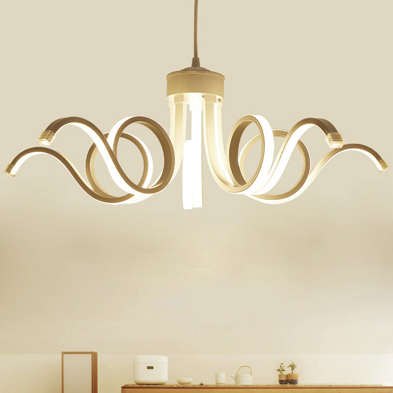 Contemporary Led Petal Ceiling Light - Acrylic Restaurant Chandelier