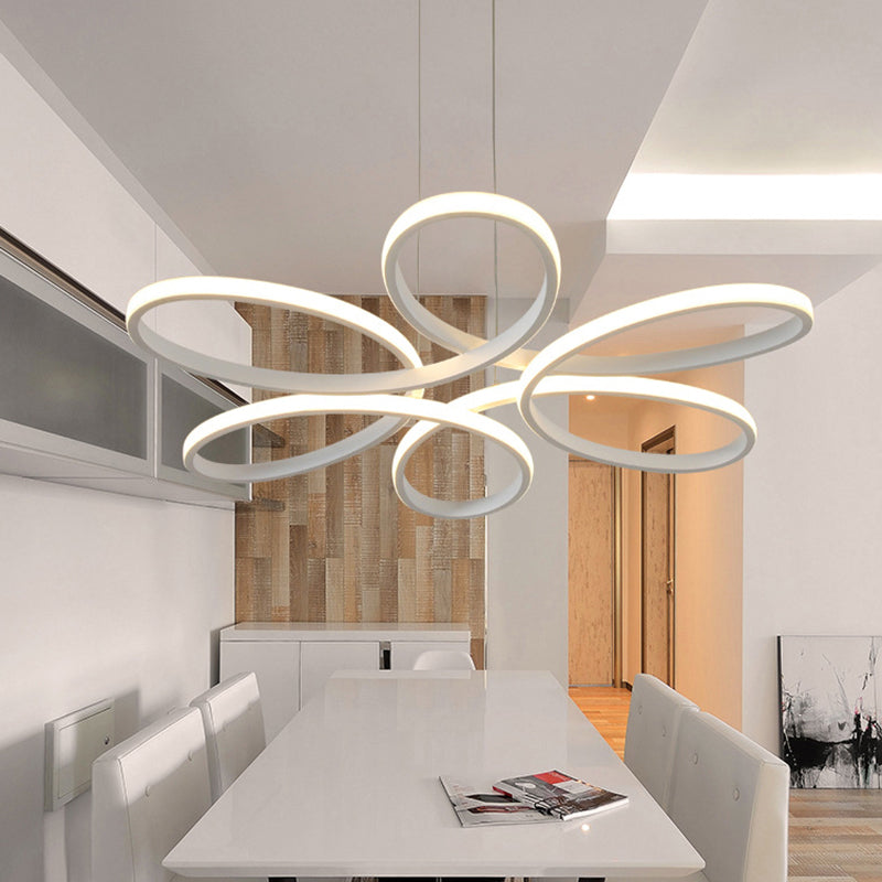 Nordic Style Led Floral Ceiling Chandelier For Metallic Living Room Ambiance