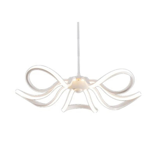Minimalist Led Pendant Light In White For Restaurants - Flower Chandelier Design