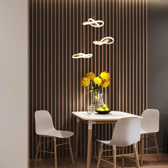 Nordic Style Seamless Curves Pendant Led Light For Dining Room - Aluminum Hangable Lighting