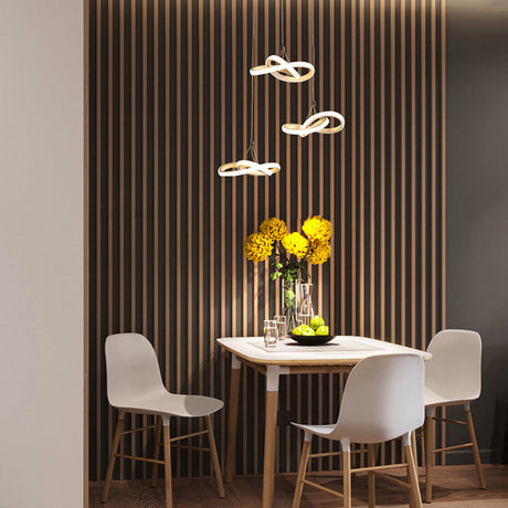Nordic Seamless Curves Pendant Light - Aluminum Led Hanging Fixture For Dining Room