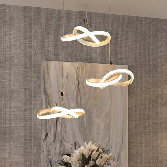 Nordic Style Seamless Curves Pendant Led Light For Dining Room - Aluminum Hangable Lighting