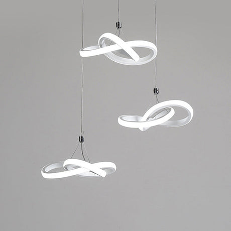 Nordic Seamless Curves Pendant Light - Aluminum Led Hanging Fixture For Dining Room 3 / White