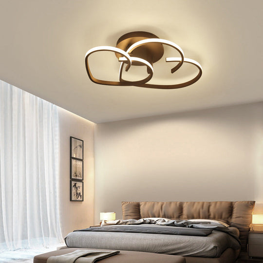Contemporary Flush Mount Led Ceiling Light For Living Room - Acrylic Heart Design Coffee / 21.5