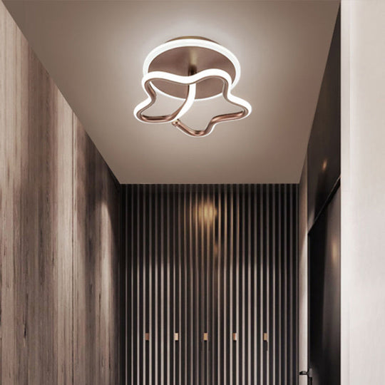Contemporary Led Star Flush Mount Ceiling Light - Perfect For Corridors Coffee / White