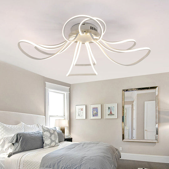 Modern Led Flush Mount Lighting In White For Petal Living Room / 31.5’