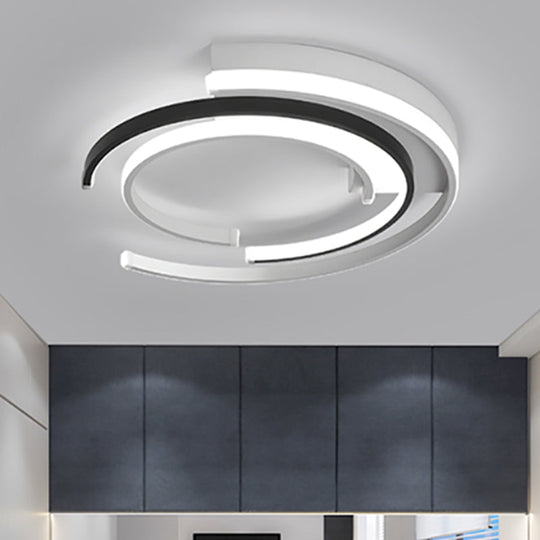 Black And White Led Circular Flush Mount For Modern Acrylic Bedroom Lighting Black - White / 16’