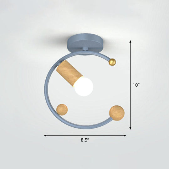 Antique Framed Iron Semi Flush Mount Ceiling Light - 1 - Light Fixture For Corridor Grey /