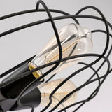 Vintage Fan Cage Chandelier Pendant Light - 5 Head Iron Hanging Lamp Black