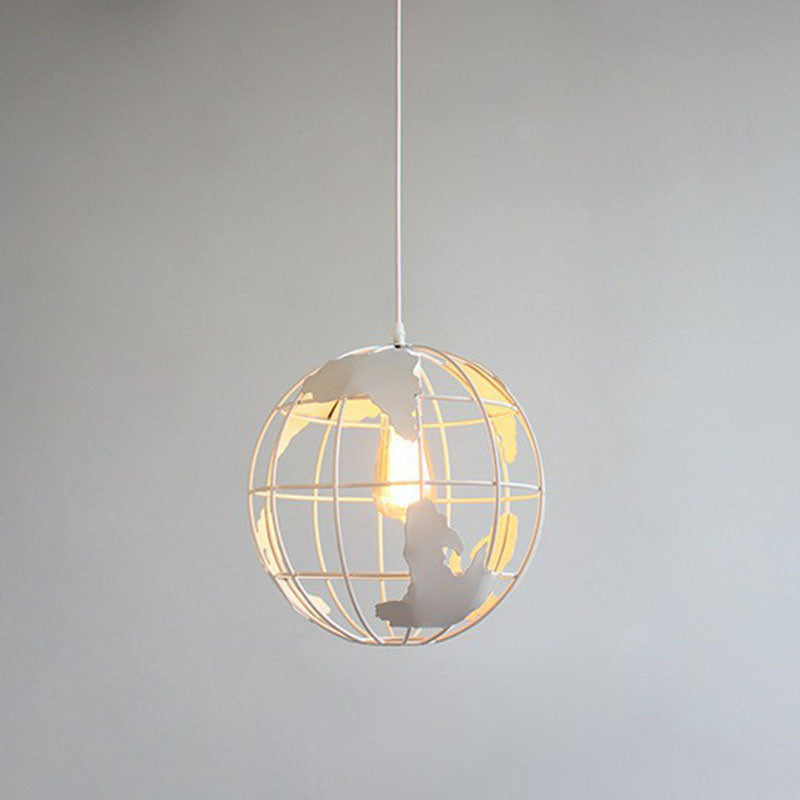 Vintage Globe Iron Pendant Lamp For Hallway With Single Bulb