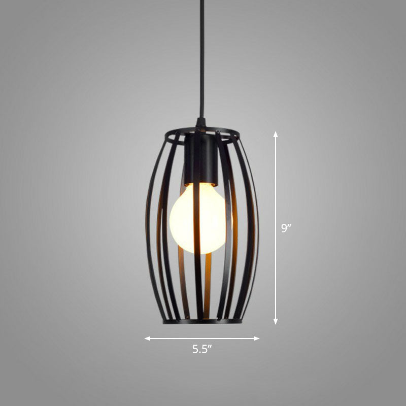 Sleek Black Geometric Iron Hanging Pendant Light Fixture - Simplicity With 1 Bulb For Corridors /