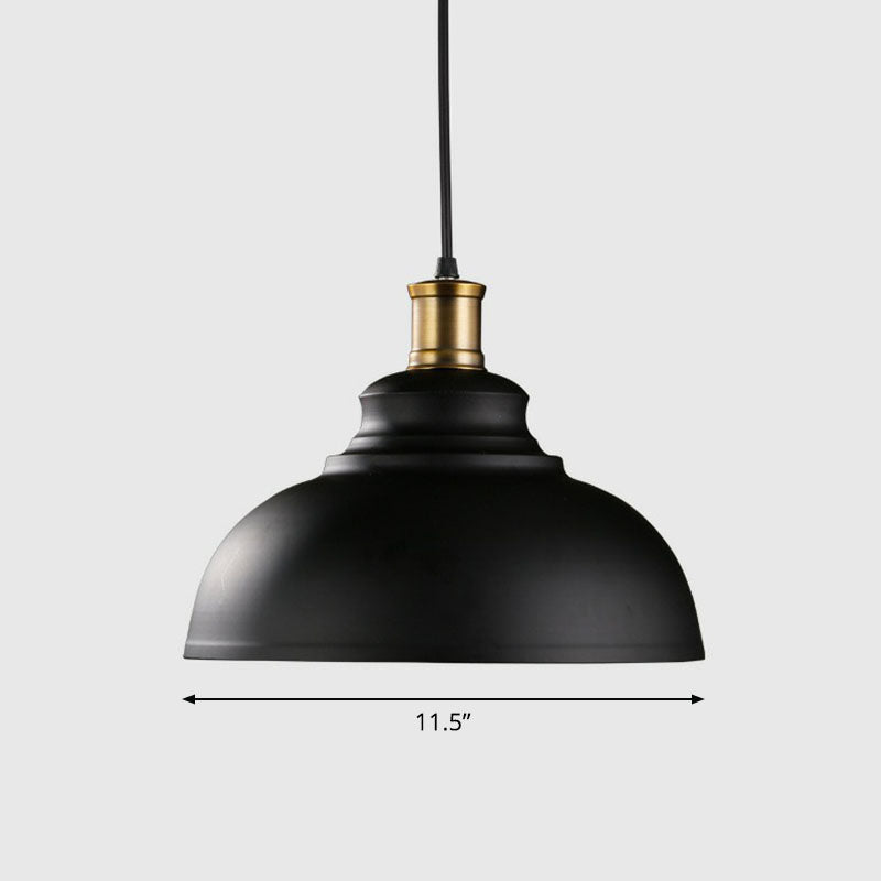 Sleek Iron Dome Pendant Light Fixture With Simplicity Design - Ideal For Restaurants (1 Bulb) Black