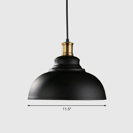 Sleek Iron Dome Pendant Light Fixture With Simplicity Design - Ideal For Restaurants (1 Bulb) Black