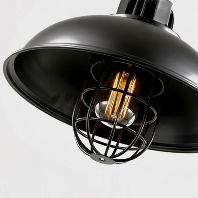 Retro-Style Black Metal Pendant Ceiling Light With Pot Cover Design