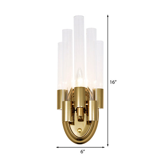 Frosted Glass Wall Sconce Lamp - Modern Stylish Tubed Design With Brass Finish Ideal For Living Room