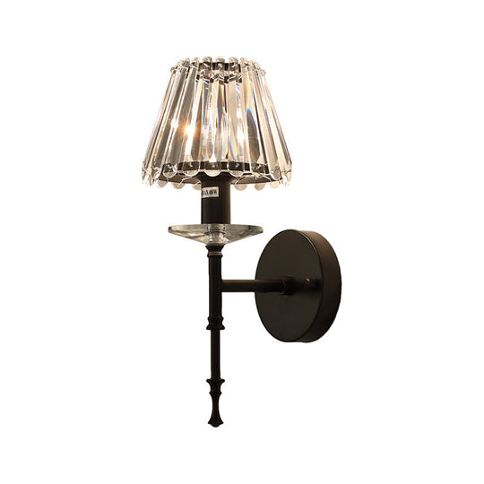Modern Conical Crystal Wall Light With Gold Finish - Stylish Lighting Fixture For Living Room