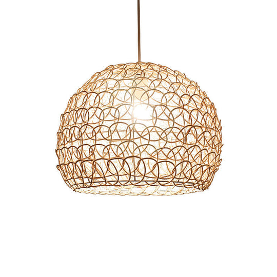 Dome Rattan Pendant Light Fixture - Simplicity In Wood