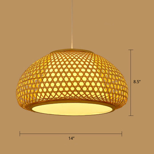 Minimalist Handwoven Rattan Pendant Ceiling Light - Wood Suspension Lighting