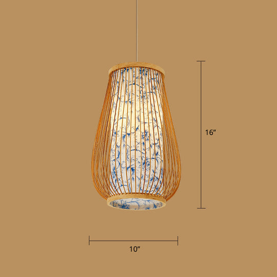 Sleek Handwoven Wood Suspension Light - Minimalist Rattan Pendant Ceiling Lamp