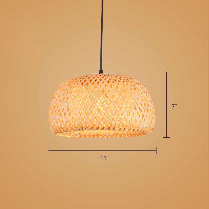 Minimalist Handwoven Rattan Pendant Ceiling Light - Wood Suspension Lighting