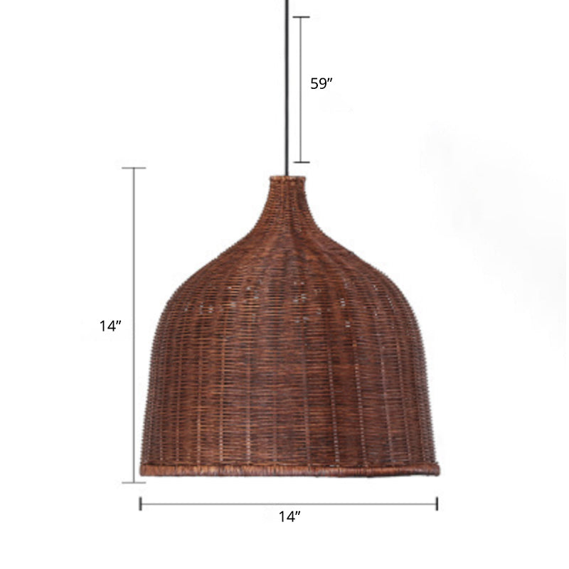 Sleek Rattan Pendant Ceiling Light For Minimalist Restaurant - Basket Suspension Lighting