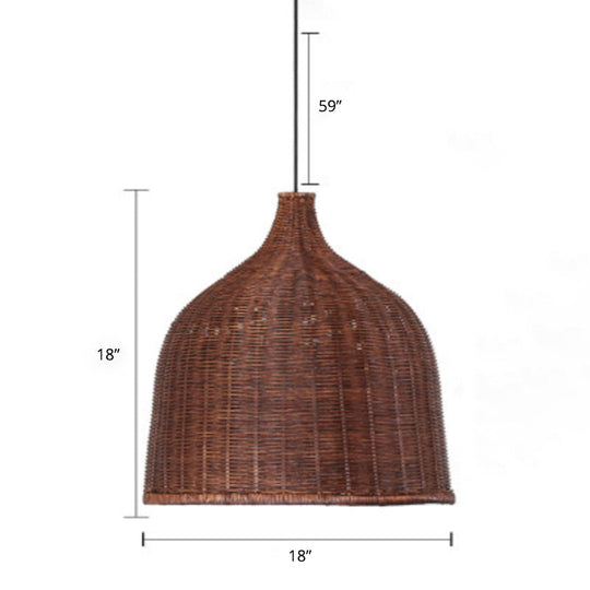 Sleek Rattan Pendant Ceiling Light For Minimalist Restaurant - Basket Suspension Lighting