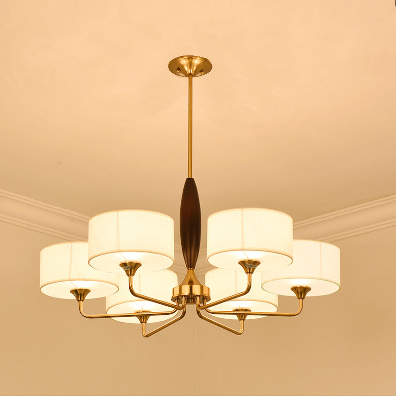 Brass Fabric Drum Chandelier: Minimalist Pendant Light For Living Room 8 /