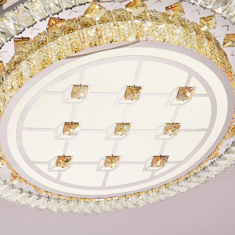Modernist Led Chrome Crystal Flush Mount Ceiling Light For Living Room - 23.5/31.5 Diameter